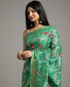 Serene Silk Linen Embroidered Green Saree