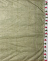 Silk Linen Digital Embroidered Handloom Green Saree with Running Blouse-Indiehaat