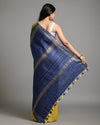 Silkmark Ghicha Tussar Silk Yellow & Blue Saree