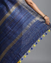 Silkmark Ghicha Tussar Silk Yellow & Blue Saree