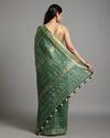 Silkmark Ghicha Tussar Silk Green Saree