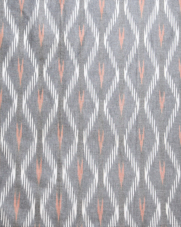 Pure Linen Luminous Black Dupatta & Grey Ikkat Kurti Set