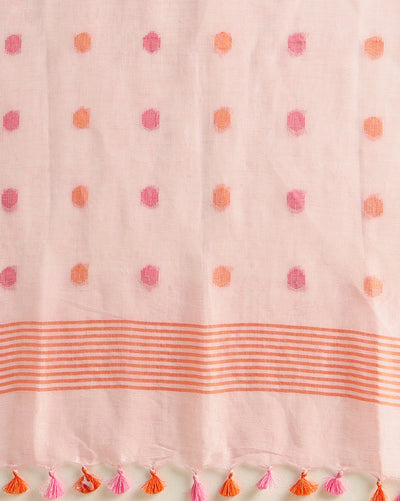 Pure Linen Precious Gray Dupatta & Orange Ikkat Kurti Set