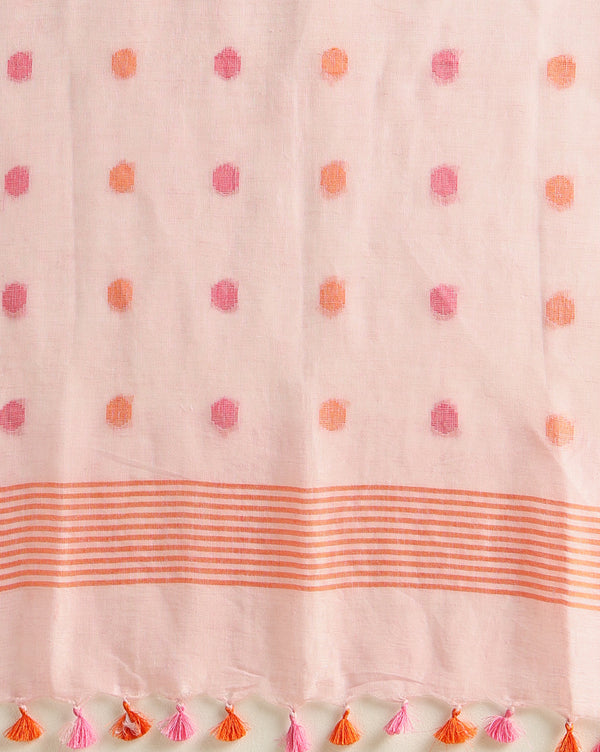 Pure Linen Precious Gray Dupatta & Orange Ikkat Kurti Set