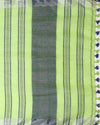 Illuminating Handwoven Pure Linen Green Saree