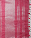 Masterful Handwoven Pure Linen Pink Saree