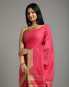 Enigmatic Handwoven Pure Linen Red Saree