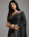 Tranquil Handwoven Pure Linen Black Saree