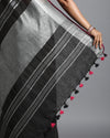 Tranquil Handwoven Pure Linen Black Saree