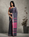 Intriguing Handwoven Pure Linen Black Saree