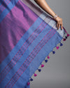 Pastoral Handwoven Pure Linen Ink Blue Saree