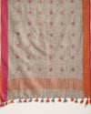 Pure Linen Ethereal Brown Dupatta & Katan Silk Purple Top Set