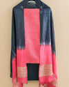 Handdyed Katan Silk Warm Red & Black Contrast Suit