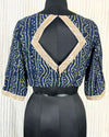 Crepe Silk Blouse Dark Blue Bandhej Design