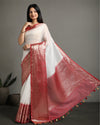 Eclipsing Banarasi Silk Linen White Handloom Saree