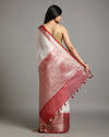 Eclipsing Banarasi Silk Linen White Handloom Saree