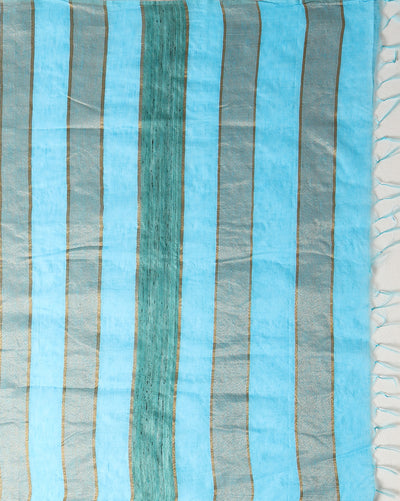 Modern Eri Tussar Silk Embroidered Blue Saree