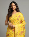 Captivating Silk Linen Embroidered Mustard Saree