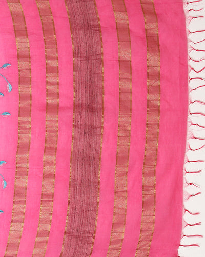 Quaint Eri Tussar Silk Embroidered Blue Saree