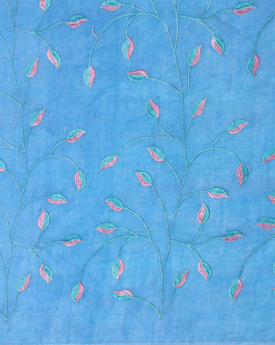 Quaint Eri Tussar Silk Embroidered Blue Saree