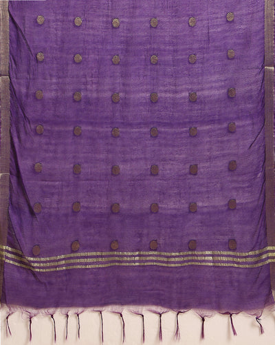 Silkmark Tussar Beige Top Katan Silk Purple Dupatta