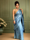 Silkmark Ghicha Tussar Impressive Blue Saree