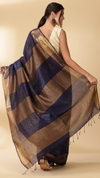 Handloom Jayashree Silk Saree Blue Colour with Running Blouse-Indiehaat