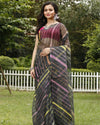 Midnight Cotton Kota Doria Black Saree Handcrafted