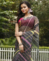 Midnight Cotton Kota Doria Black Saree Handcrafted