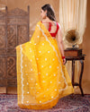 Kota Doria Sarees Embroidery Work Yellow