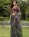 Midnight Cotton Kota Doria Black Saree Handcrafted