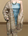 Silkmark Tussar Beige Madhubani Striking Dupatta & Blue Top
