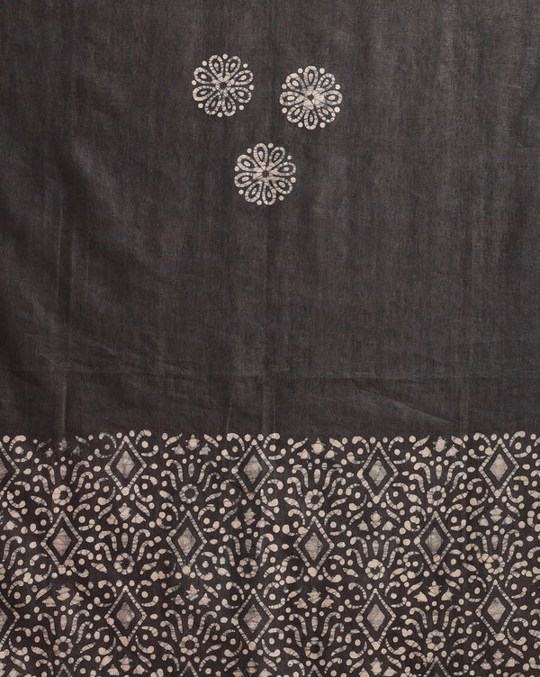Adorable Khadi Cotton Wax Batik Hand Dyed Black Suit