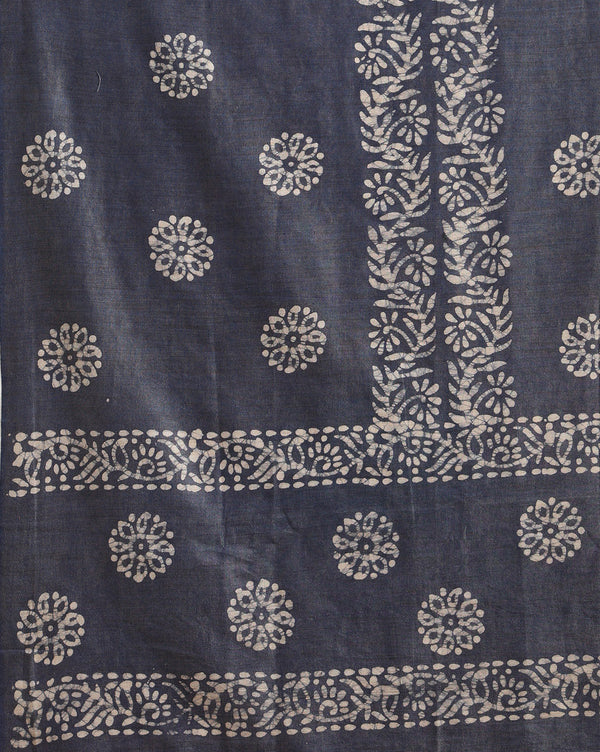 Timeless Khadi Cotton Wax Batik Hand Dyed Blue Suit