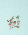 Chic Kota Doria Cotton Bird Embroidery Blue Saree Handdyed