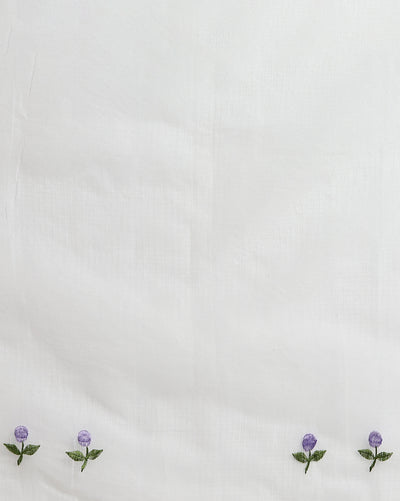 Kota Doria White Saree Allover Embroidery Handcrafted