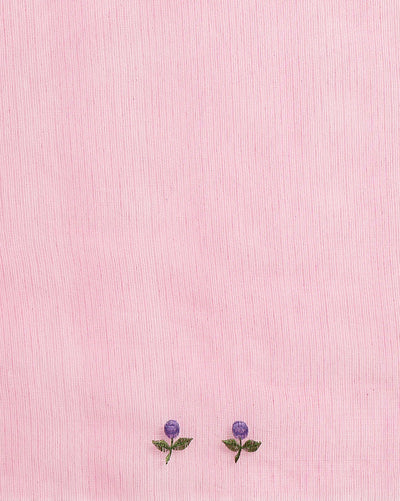 Kota Doria Chic Pink Saree Allover Embroidery Handcrafted