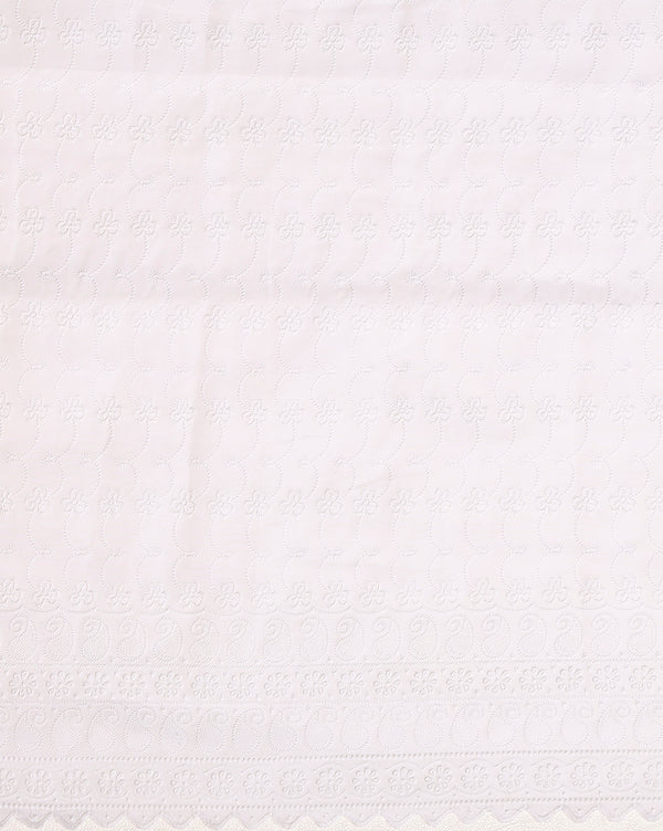 Embroidered Bold Kota Doria White Suit (Top+Bottom+Dupatta)