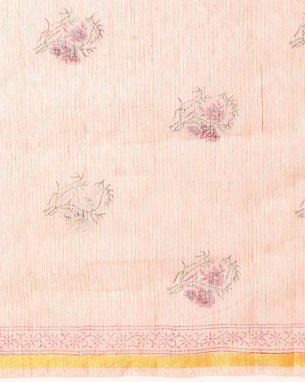 Unique Kota Doria Red Blockprinted Suit (Top+Dupatta+Bottom)