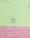 Vibrant Kota Doria Blockprinted Green & Pink Saree
