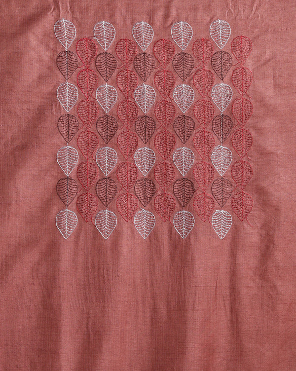 Katan Silk Embroidered Brown & Maroon Suit