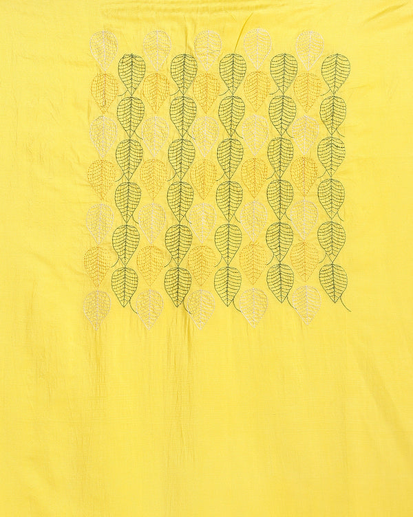 Katan Silk Embroidered Yellow & Green Suit