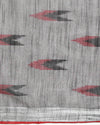 Soft Ikkat Slub Linen Handloom Gray Saree