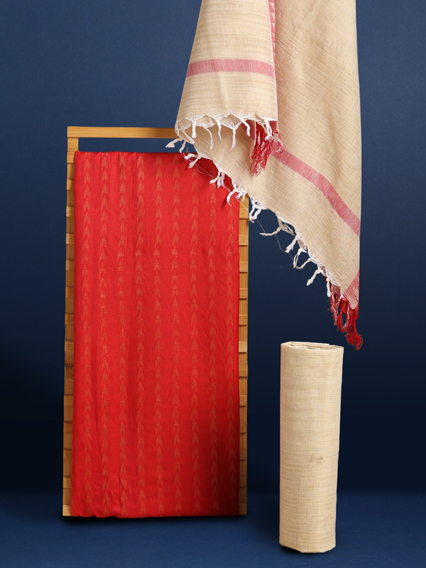 Dazzling Khadi Cotton Handcrafted Pink Suit