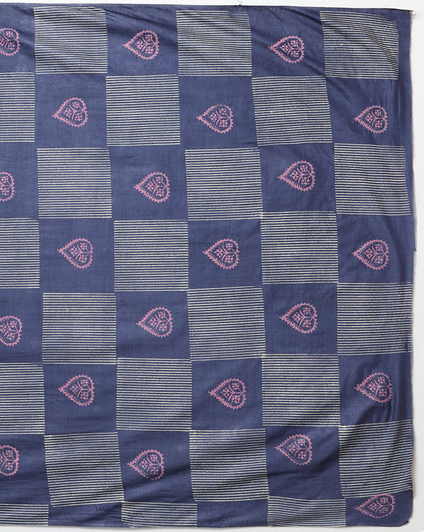 Katan Silk Decorous Blockprint Blue Suit