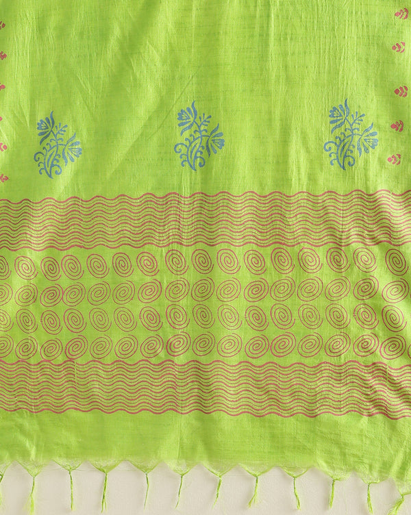 Katan Silk Hypnotic Blockprint Green Suit