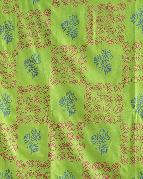 Katan Silk Hypnotic Blockprint Green Suit