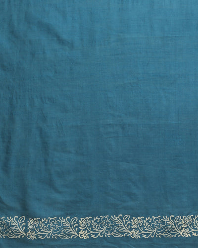 Katan Silk Textured Blockprint Blue Suit