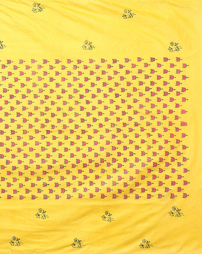 Katan Silk Gracious Blockprint Yellow Suit (T+B+D)