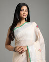 Beautiful Pure Linen Floral Embroidered Biege Saree